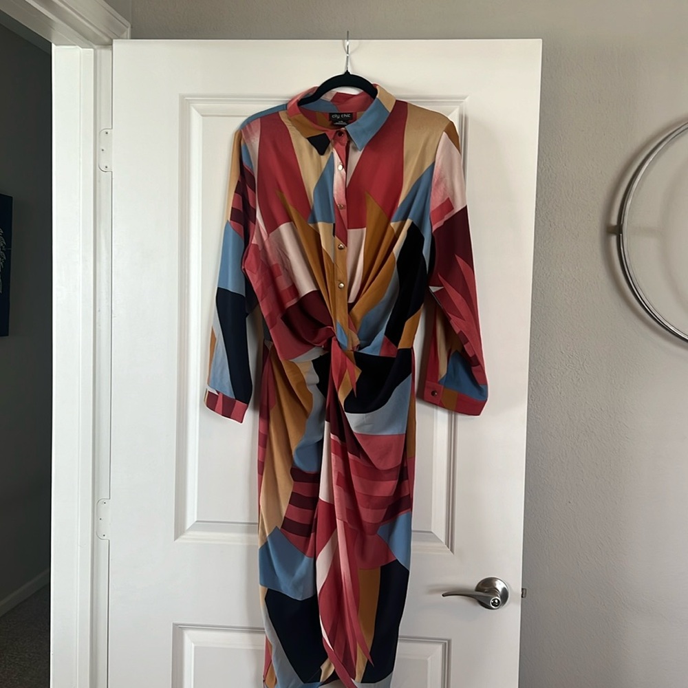 City Chic Plus Dress Size S/16 Multi-Color